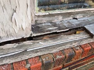 Here is an example of a rotting wood window in Houston